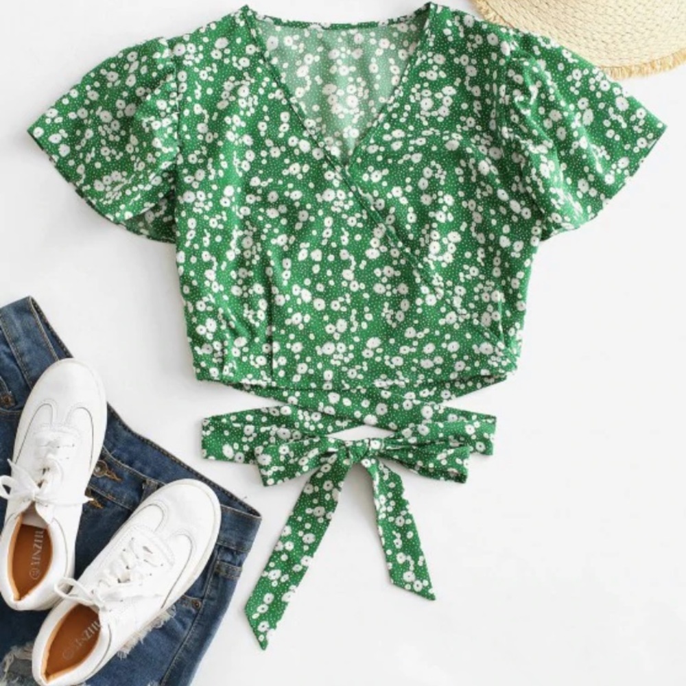 Tie Hem Crop Blouse